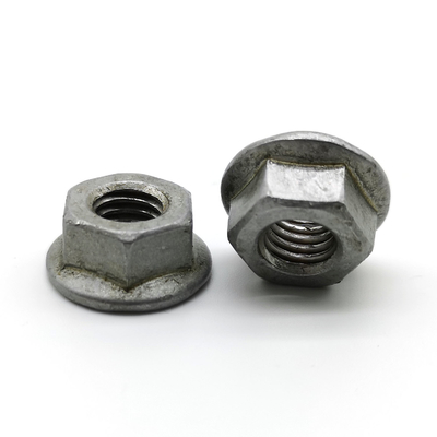 Hot Dip Galvanized 55μ Carbon Steel Flange Nuts Chambering Hex Non Serrated Flange Nuts