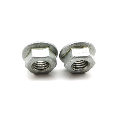 Hot Dip Galvanized 55μ Carbon Steel Flange Nuts Chambering Hex Non Serrated Flange Nuts